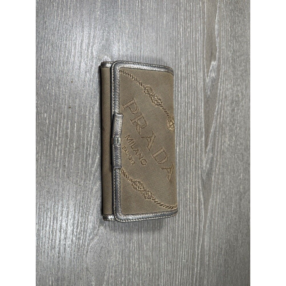 Prada Brown Canvas Leather Jacquard Logo Zip Around Long Wallet